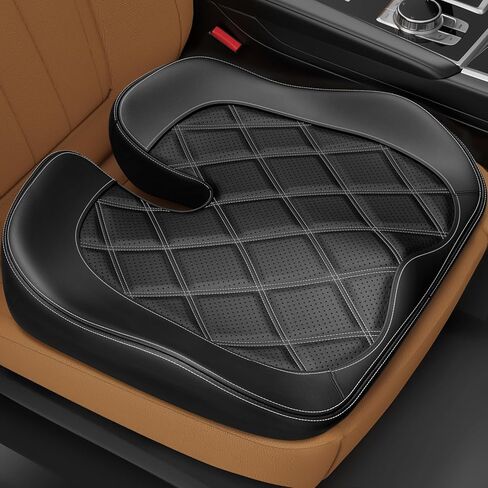 وسادة مقعد السيارة الجلدية من زيكي للقيادة تخفف آلام عظام الذيل والفخذ، وسادة مقعد مريحة من إسفنج الذاكرة المزدوج للسيارة، ظهر مرتفع لرؤية أوسع، غطاء مقاوم للفرك وسهل التنظيف، غير قابل للانزلاق in Kuwait