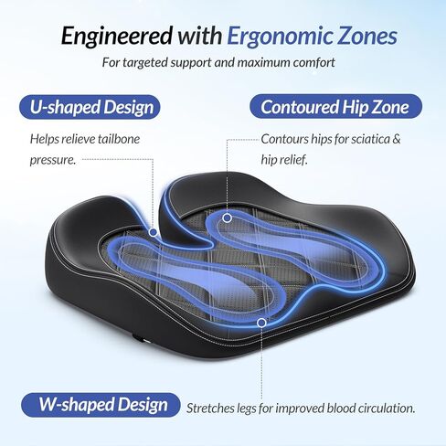 وسادة مقعد السيارة الجلدية من زيكي للقيادة تخفف آلام عظام الذيل والفخذ، وسادة مقعد مريحة من إسفنج الذاكرة المزدوج للسيارة، ظهر مرتفع لرؤية أوسع، غطاء مقاوم للفرك وسهل التنظيف، غير قابل للانزلاق in Kuwait