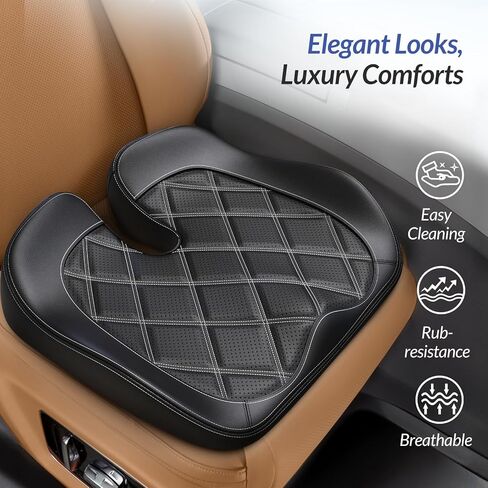 وسادة مقعد السيارة الجلدية من زيكي للقيادة تخفف آلام عظام الذيل والفخذ، وسادة مقعد مريحة من إسفنج الذاكرة المزدوج للسيارة، ظهر مرتفع لرؤية أوسع، غطاء مقاوم للفرك وسهل التنظيف، غير قابل للانزلاق in Kuwait