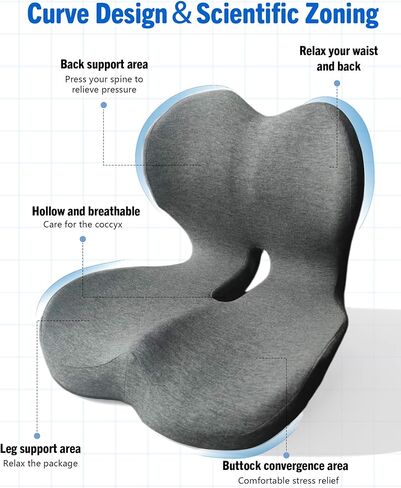 وسادة مقعد مطورة من إسفنج الذاكرة المريح، وسادة دعم أسفل الظهر لكرسي المكتب، وسادة مقعد السيارة من إسفنج الذاكرة مع تصميم مريح على شكل حرف L للسيارة والشاحنة والمكتب والكراسي ومقعد المكتب in Kuwait