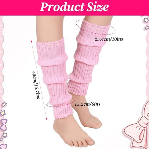 1 Pair Hot Pink Leg Warmers 80s Women, Fashion Ribbed Knit Striped Leg Warmers for Girls, Ankle Warmer Socks Fall Winter Gifts, 80s 90s Neon Accessories for Y2k Party Yoga Dance Sports (15.75"×2.75") in Saudi Arabia