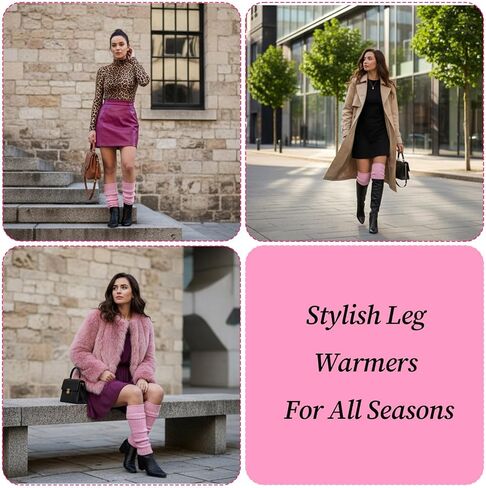 1 Pair Hot Pink Leg Warmers 80s Women, Fashion Ribbed Knit Striped Leg Warmers for Girls, Ankle Warmer Socks Fall Winter Gifts, 80s 90s Neon Accessories for Y2k Party Yoga Dance Sports (15.75"×2.75") in Saudi Arabia