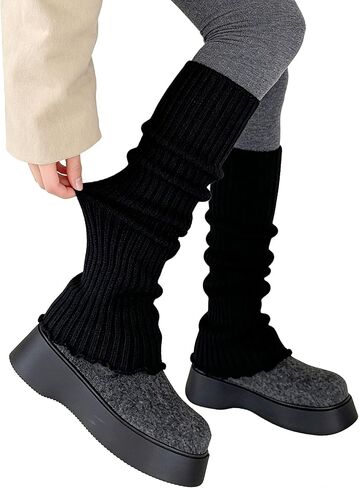 Leg Warmers for Women Girls Y2k Kawaii Ruffle Leg Warmer Cute Knit Long Socks Lolita Gyaru Harajuku Clothes in Saudi Arabia