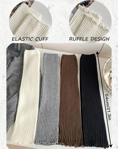 Leg Warmers for Women Girls Y2k Kawaii Ruffle Leg Warmer Cute Knit Long Socks Lolita Gyaru Harajuku Clothes in Saudi Arabia