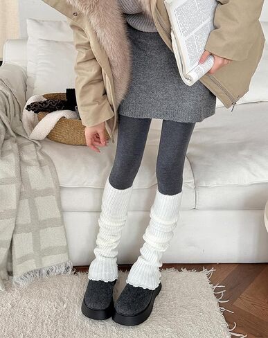 Leg Warmers for Women Girls Y2k Kawaii Ruffle Leg Warmer Cute Knit Long Socks Lolita Gyaru Harajuku Clothes in Saudi Arabia