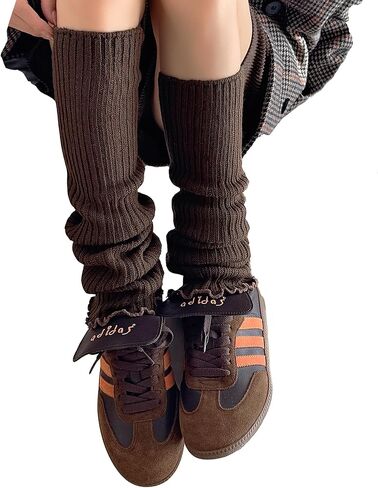 Leg Warmers for Women Girls Y2k Kawaii Ruffle Leg Warmer Cute Knit Long Socks Lolita Gyaru Harajuku Clothes in Saudi Arabia