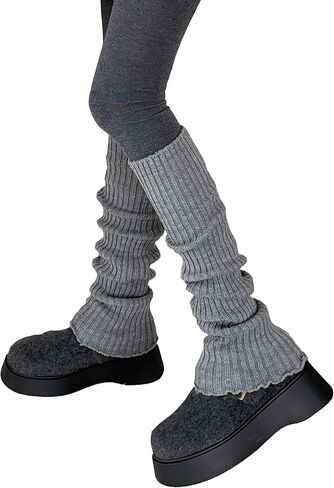 Leg Warmers for Women Girls Y2k Kawaii Ruffle Leg Warmer Cute Knit Long Socks Lolita Gyaru Harajuku Clothes in Saudi Arabia