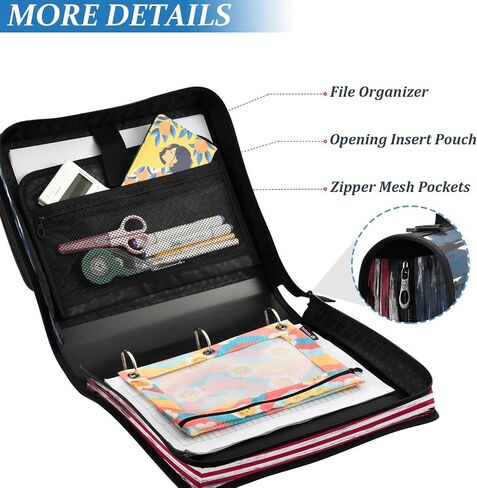 حافظة بسحاب مقاوم للماء مع حزام كتف، حافظة صياد ثلاثية الحلقات بتصميم مسطح ومقصورات متعددة للمدرسة والمكتب والبالغين والأطفال in Kuwait