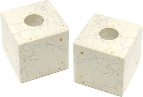 حوامل شموع مكعبة من الحجر الصابوني منحوتة يدويًا من جلوبال كرافتس، مجموعة من قطعتين، صنع في كينيا (KSACHCUBE-S2) in Kuwait