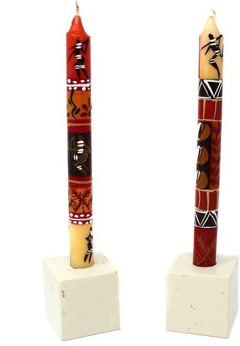 حوامل شموع مكعبة من الحجر الصابوني منحوتة يدويًا من جلوبال كرافتس، مجموعة من قطعتين، صنع في كينيا (KSACHCUBE-S2) in Kuwait