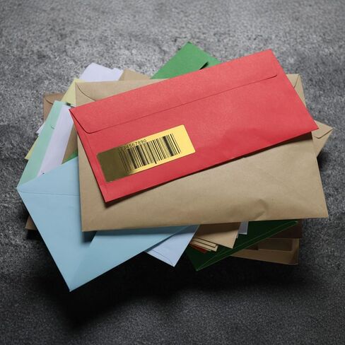 600 قطعة من ملصقات عنوان الإرجاع القابلة للطباعة مقاس 0.75 × 2.25 بوصة ملصقات بريدية فارغة من رقائق الذهب ملصقات ذهبية مخصصة للأظرف والبريد والشحن والمزيد in Kuwait