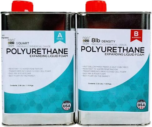 Fiberglass Coatings Polyurethane Expanding Liquid Foam 2 Gallon KIT, 8 LB Density Polyurethane Foam, Includes 1 Gallon Part A & 1 Gallon Part B, 2 Part Polyurethane Marine Foam in Saudi Arabia