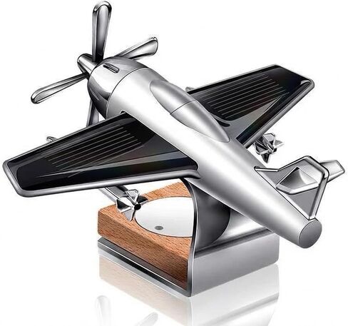 ديكور السيارة بالطاقة الشمسية، طائرة تدور المروحة، ديكورات لوحة أجهزة القياس، هدايا الديكور الداخلي للسيارات، موزع روائح عطرية (فضي) in Kuwait