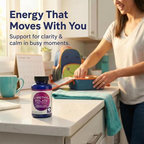 MD Life L-Methylfolate 7.5mg - مكمل Methylfolate النشط بدرجة احترافية - مكملات MTHFR ذات الفعالية القصوى - L-methylfolate 7.5 mg 60 كبسولة - الأحماض الأمينية الأساسية in Kuwait