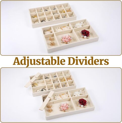 Set of 8 Velvet Jewelry Drawer Organizer, 4 Style Stackable Jewelry Trays Organizer Inserts for Drawer for Necklace Bracelets Earrings Organizers, Gifts for Women in Saudi Arabia