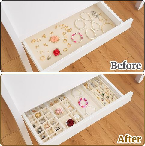 Set of 8 Velvet Jewelry Drawer Organizer, 4 Style Stackable Jewelry Trays Organizer Inserts for Drawer for Necklace Bracelets Earrings Organizers, Gifts for Women in Saudi Arabia