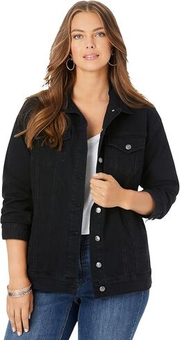 Roaman's Women's Plus Size Boyfriend Stretch Denim Jacket in Saudi Arabia