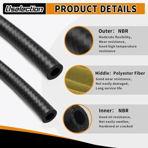 10FT Fuel Hose Line -5PCS 3/8" 1/2" 5/16" 1/4" 3/16"ID With 25Pcs Clamps NBR Rubber High Performance Automotive Fuel Line For Small Engines Cart Snowmobile Motorcycle ATV Tractor (10FT) in Saudi Arabia