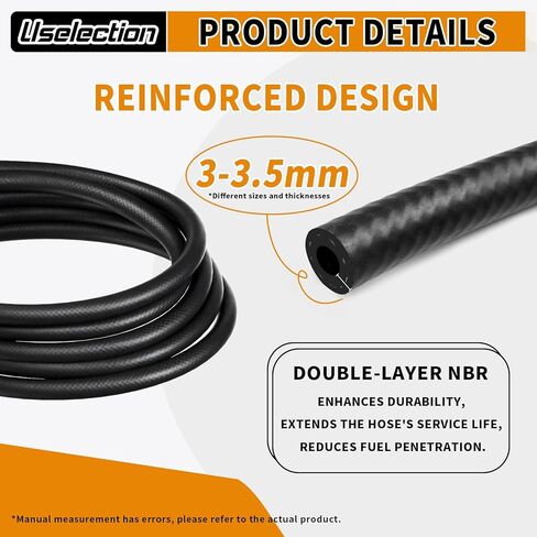 10FT Fuel Hose Line -5PCS 3/8" 1/2" 5/16" 1/4" 3/16"ID With 25Pcs Clamps NBR Rubber High Performance Automotive Fuel Line For Small Engines Cart Snowmobile Motorcycle ATV Tractor (10FT) in Saudi Arabia