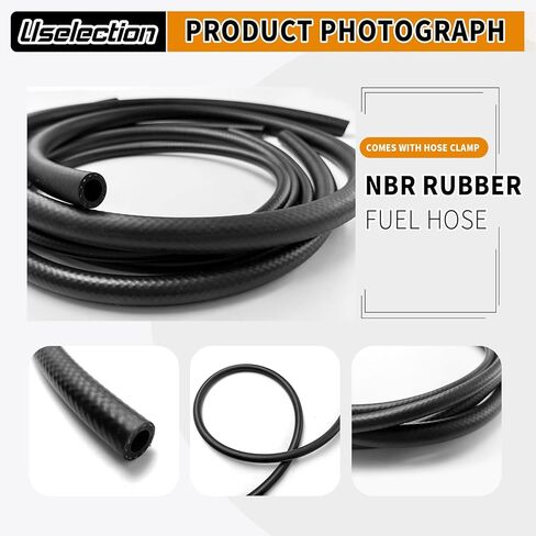 10FT Fuel Hose Line -5PCS 3/8" 1/2" 5/16" 1/4" 3/16"ID With 25Pcs Clamps NBR Rubber High Performance Automotive Fuel Line For Small Engines Cart Snowmobile Motorcycle ATV Tractor (10FT) in Saudi Arabia
