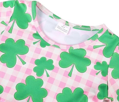 St. Patrick Toddler Girls Dress Clover Print Dresses Long Sleeve Outfits 3-8Y in Saudi Arabia