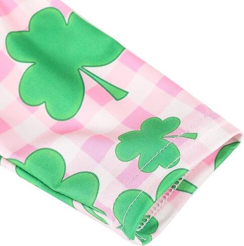 St. Patrick Toddler Girls Dress Clover Print Dresses Long Sleeve Outfits 3-8Y in Saudi Arabia
