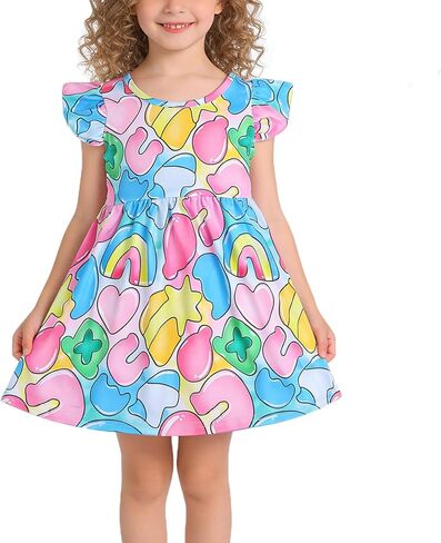 St. Patrick Toddler Girls Dress Clover Print Dresses Long Sleeve Outfits 3-8Y in Saudi Arabia