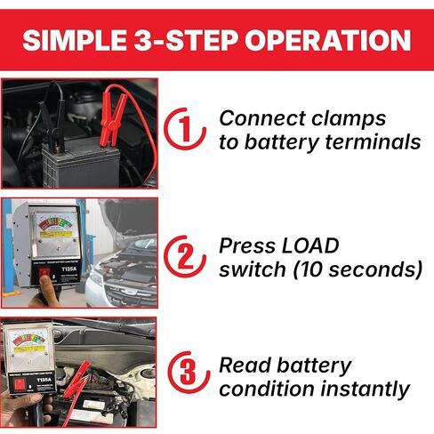 Professional 135 Amp Battery Load Tester, 6V 12V Automotive Charging System Analyzer with Easy-Read Gauge, Copper Jaw Clamps for Car, Motorcycle, Marine Batteries in Saudi Arabia