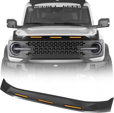 Hooke Road Bronco Hood Protector for 2021-2026 Ford Bronco (Excludes Sport) | Stone Guard & Bug Deflector with Amber LED Lights in Saudi Arabia