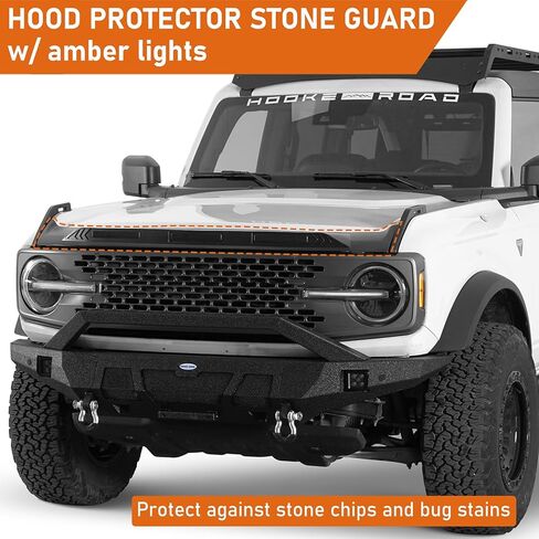 Hooke Road Bronco Hood Protector for 2021-2026 Ford Bronco (Excludes Sport) | Stone Guard & Bug Deflector with Amber LED Lights in Saudi Arabia