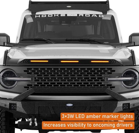 Hooke Road Bronco Hood Protector for 2021-2026 Ford Bronco (Excludes Sport) | Stone Guard & Bug Deflector with Amber LED Lights in Saudi Arabia