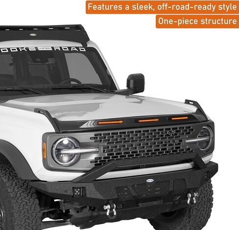 Hooke Road Bronco Hood Protector for 2021-2026 Ford Bronco (Excludes Sport) | Stone Guard & Bug Deflector with Amber LED Lights in Saudi Arabia