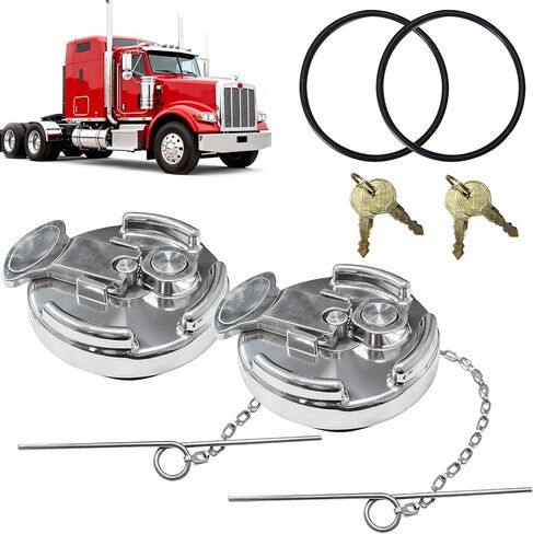 2Pcs 11-04859-100 4" Locking Diesel Fuel Cap, Lever-Style Aluminum Fuel Tank Cap Compatible with1972-2017 Peterbilt 330 379 389 579 587 Trucks OE#11-04859-200 572.1015 600212 in Saudi Arabia