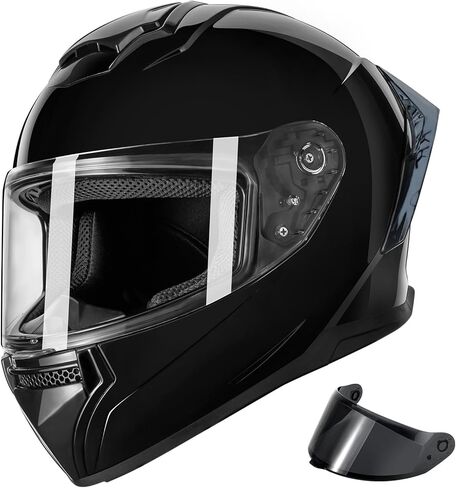 خوذات الدراجات النارية وجه كامل للبالغين خوذة دراجة نارية للرجال والنساء - معتمدة من وزارة النقل مع حاجبين قابلين للإزالة (1 شفاف + 1 ملون)، مناسبة للرياضات القوية وركوب الدراجات والموتوكروس in Kuwait