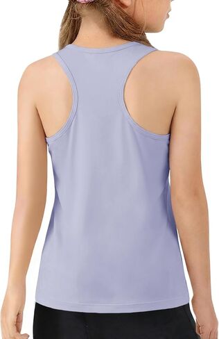 Haloumoning الفتيات الرقص تانك القمم الاطفال Racerback رياضية سريعة الجافة أكمام قمصان تجريب اليوغا أعلى 5-14Y in Saudi Arabia
