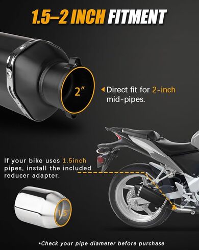 Exhaust Muffler Carbon Fiber 1.5-2"Inlet with Removable DB Killer for Street/Sport Motorcycles and Scooters with 38-51mm Diameter Exhaust Pipes (Black) in Saudi Arabia