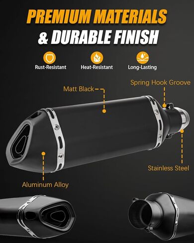 Exhaust Muffler Carbon Fiber 1.5-2"Inlet with Removable DB Killer for Street/Sport Motorcycles and Scooters with 38-51mm Diameter Exhaust Pipes (Black) in Saudi Arabia