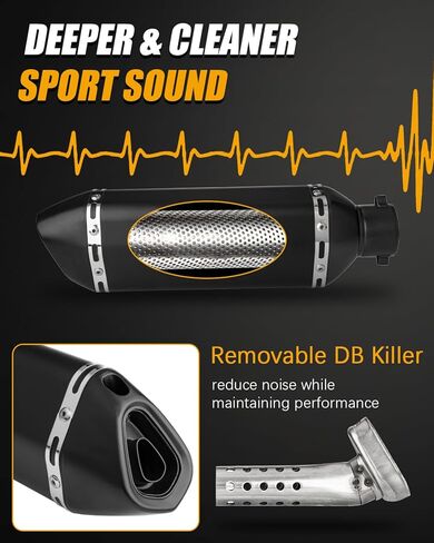 Exhaust Muffler Carbon Fiber 1.5-2"Inlet with Removable DB Killer for Street/Sport Motorcycles and Scooters with 38-51mm Diameter Exhaust Pipes (Black) in Saudi Arabia