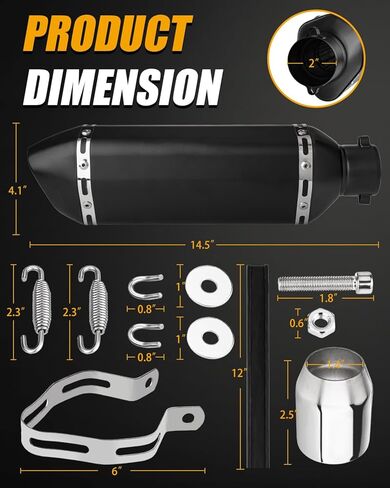 Exhaust Muffler Carbon Fiber 1.5-2"Inlet with Removable DB Killer for Street/Sport Motorcycles and Scooters with 38-51mm Diameter Exhaust Pipes (Black) in Saudi Arabia