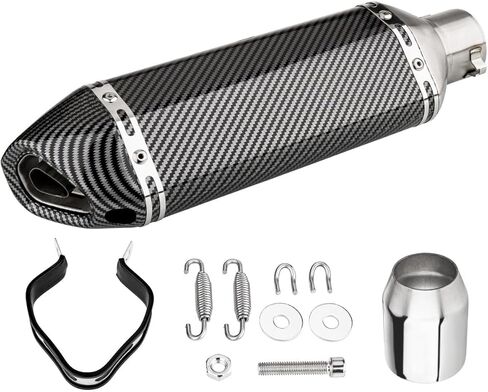 Exhaust Muffler Carbon Fiber 1.5-2"Inlet with Removable DB Killer for Street/Sport Motorcycles and Scooters with 38-51mm Diameter Exhaust Pipes (Black) in Saudi Arabia