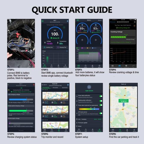 BM6 12V Bluetooth Battery Monitor, 24H Battery Health Monitoring, IP67 Waterproof, 5-Year Long Standby, Low Voltage Alarm, Easy Install for Car, Motorcycle, Boat, RV, Truck in Saudi Arabia