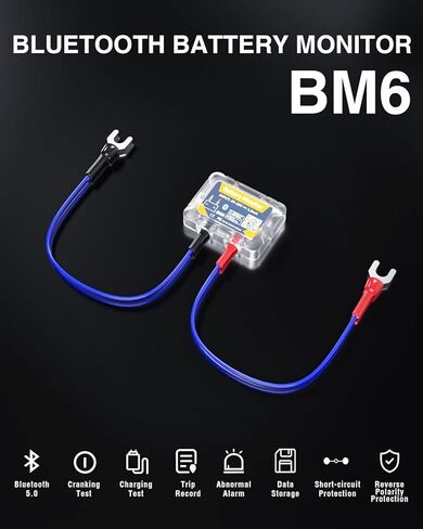 BM6 12V Bluetooth Battery Monitor, 24H Battery Health Monitoring, IP67 Waterproof, 5-Year Long Standby, Low Voltage Alarm, Easy Install for Car, Motorcycle, Boat, RV, Truck in Saudi Arabia