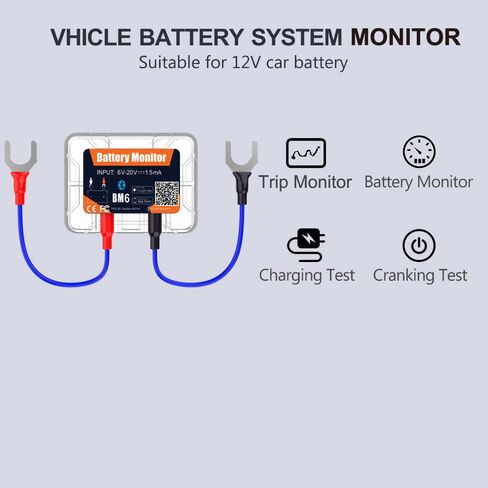 BM6 12V Bluetooth Battery Monitor, 24H Battery Health Monitoring, IP67 Waterproof, 5-Year Long Standby, Low Voltage Alarm, Easy Install for Car, Motorcycle, Boat, RV, Truck in Saudi Arabia