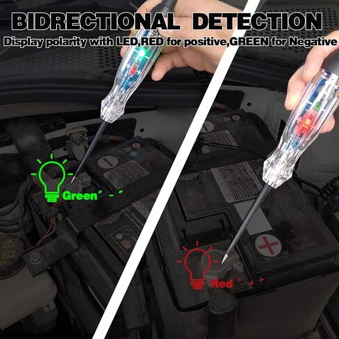 ضوء اختبار صفارة السيارات، تيار مستمر 6-24 فولت لمبة LED مزدوجة اللون، جهاز اختبار الدائرة الكهربائية، أداة اختبار الضوء الكهربائية لصمامات السيارة وجهد البطارية in Kuwait