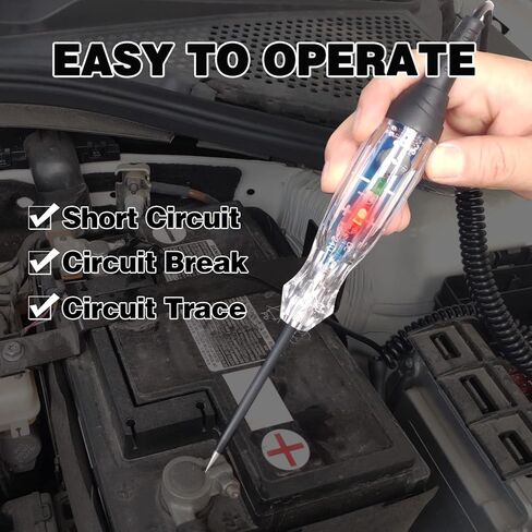 ضوء اختبار صفارة السيارات، تيار مستمر 6-24 فولت لمبة LED مزدوجة اللون، جهاز اختبار الدائرة الكهربائية، أداة اختبار الضوء الكهربائية لصمامات السيارة وجهد البطارية in Kuwait