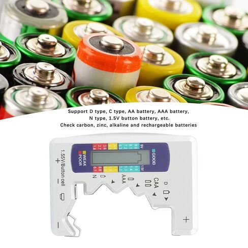 Digital LCD Universal Battery Checker, for AA AAA C D 9V & 1.5V Cells Battery Tester, Rechargeable Batteries Capacity Meter for Home (Silver) in Saudi Arabia