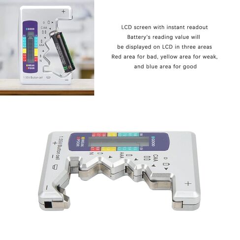 Digital LCD Universal Battery Checker, for AA AAA C D 9V & 1.5V Cells Battery Tester, Rechargeable Batteries Capacity Meter for Home (Silver) in Saudi Arabia