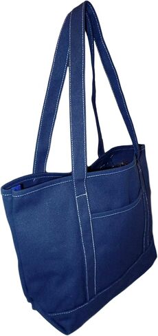 Premium Large 24 oz Cotton Canvas Open Top Shopper Tote Bag (Navy) in Kuwait