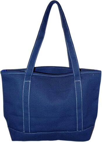 Premium Large 24 oz Cotton Canvas Open Top Shopper Tote Bag (Navy) in Kuwait