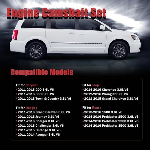 مجموعة عمود الحدبات للمحرك AUCERAMIC 3.6 مناسبة لـ 2011-2016 دودج رام 1500/المنتقم/تشالنجر/الشاحن، لكرايسلر تاون آند كونتري، لسيارة جيب رانجلر/جراند شيروكي/بروماستر 3.6L V6 5184377AG 5184378AG in Kuwait